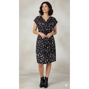 OF MERCER Black & Purple Drape Neck Belted Dress Womens Large NEW Desk To Dinner